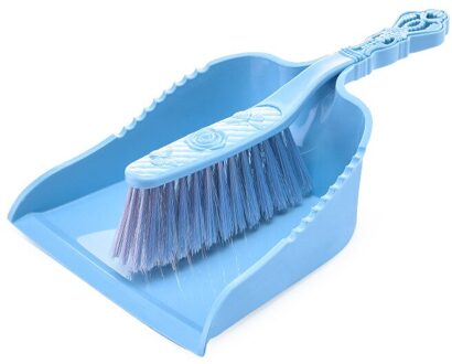Huishoudelijke Plastic Kleine Bezem En Stoffer Set Sofa Bed Oppervlak Reinigingsborstel Desktop Diversen Vegen Borstel De Keuken blauw reeks