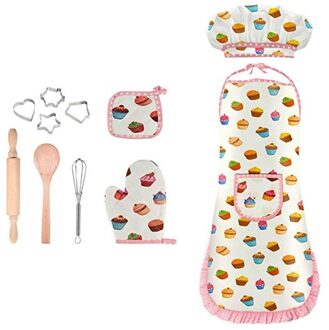 Huishoudelijke Schort Voedsel Print Kostuum Set Chef Kostuum Set Voor Kinderen Meisjes Koken Spel Voor Kinderen Meisjes Bakken Set Keuken levert
