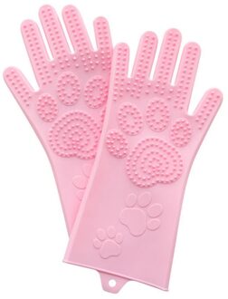 Huishoudelijke Siliconen Handschoenen Katten En Honden Massage Schoon Om Float Haar Bad Handschoenen Dierbenodigdheden Huisdier Borstel Borstel Accessoires roze