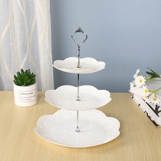 Huishoudelijke Speciale Lade Drie-Layer Cake Dessert Display Stand Europese Stijl Party Plastic Fruit Snacks Partij Decoratie wit