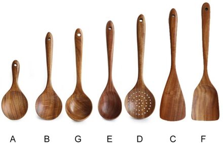Huishoudelijke Teak Natuurlijke Houten Servies Lepel Pollepel Turner Lange Rijst Vergiet Soep Skimmer Koken Lepels Scoop Keuken Tool Set 1 reeks