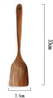 Huishoudelijke Teak Natuurlijke Houten Servies Lepel Pollepel Turner Lange Rijst Vergiet Soep Skimmer Koken Lepels Scoop Keuken Tool Set F