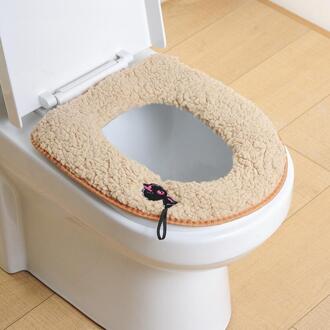 Huishoudelijke Toilet Seat Washer Pluche Leuke Wc Zitkussen Winter Pasta Wc Cover Beige
