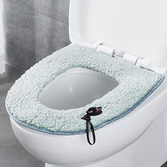 Huishoudelijke Toilet Seat Washer Pluche Leuke Wc Zitkussen Winter Pasta Wc Cover groen