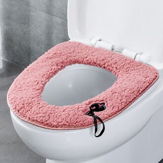 Huishoudelijke Toilet Seat Washer Pluche Leuke Wc Zitkussen Winter Pasta Wc Cover roze