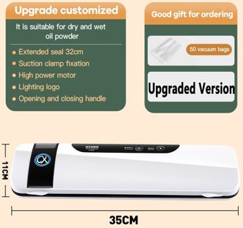 Huishoudelijke Vacuum Sealer Machine Automatische Voedsel Sealer Voor Voedsel Spaarders Droog & Vochtig Modes Compact Vacuüm Verpakking Machine B / US plug
