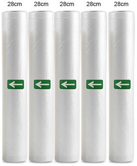 Huishoudelijke Voedsel Vacuüm Verpakking Zak Voor Vacuumsealer Vacuüm Opbergzakken Voedsel Verse Lang Houden 12/15/20/25/28 Cm * 500 Cm 5 Roll 28cm5pcs