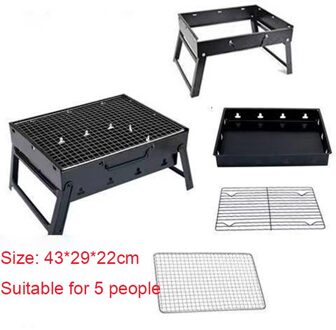 Huishoudelijke Vouwen Houtskool Grill Draagbare Outdoor Roestvrij Staal Grill Voor Bbq Camping Picknick Party Accessoires Tool zwart groot