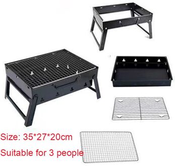Huishoudelijke Vouwen Houtskool Grill Draagbare Outdoor Roestvrij Staal Grill Voor Bbq Camping Picknick Party Accessoires Tool zwart trumpet