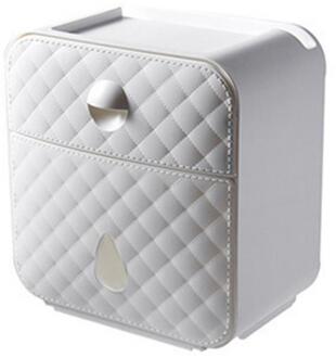 Huishoudelijke Waterdichte Wandmontage Wc-papier Lade Papierrol Buis Opbergdoos Lade Tissue Doos Plank Thuis Badkamer Product groot wit