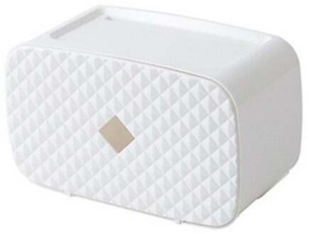 Huishoudelijke Waterdichte Wandmontage Wc-papier Lade Papierrol Buis Opbergdoos Lade Tissue Doos Plank Thuis Badkamer Product klein wit