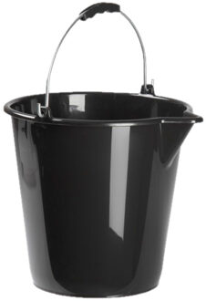 Huishoudemmer - met schenktuit - 12 liter - zwart - emmer