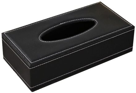 Huishouden Desktop Tissue Case Box Container Kunstleer Effen Kleur Thuis Auto Tissue Houder Papieren Servet Opbergdoos Case Pouch groot zwart