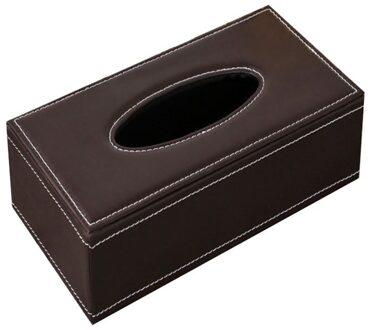 Huishouden Desktop Tissue Case Box Container Kunstleer Effen Kleur Thuis Auto Tissue Houder Papieren Servet Opbergdoos Case Pouch medium bruin