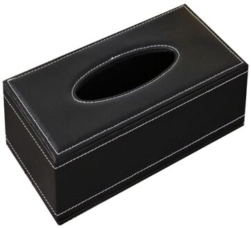 Huishouden Desktop Tissue Case Box Container Kunstleer Effen Kleur Thuis Auto Tissue Houder Papieren Servet Opbergdoos Case Pouch medium zwart