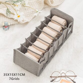 Huishouden Kleding Opslag Sorteren Gereedschap Ondergoed Opbergdoos Sokken Bra Underpants Opvouwbare Divider Drawer Closet Organizer grijs-S 7grids