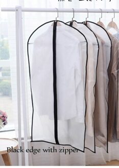 Huishouden Kleding Stofkap Garderobe Jas Opslag Cover Opknoping Type Pak Beschermen Waterdichte Transparante Organisator Tas met zipper zwart / 60x80cm