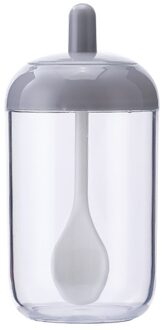 Huishouden Kruidenrek Zout En Peper Kruiden Jar Keuken Opslag Fles Set Combinatie 13X6.5Cm Met Lepel # LR2 licht grijs