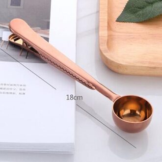 Huishouden Twee-In-een Koffie Lepel Roestvrij Staal Koffie Lepel Afdichting Clip Voor Keuken Gouden Accessoires Ontvanger Cafe gebruiksvoorwerpen gouden roos