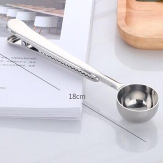 Huishouden Twee-In-een Koffie Lepel Roestvrij Staal Koffie Lepel Afdichting Clip Voor Keuken Gouden Accessoires Ontvanger Cafe gebruiksvoorwerpen zilver