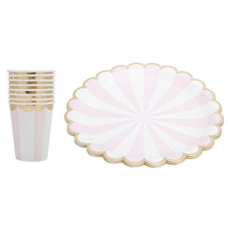 Huishouden Wegwerp Platen/Cup Gold Stempelen Wegwerp Papier Schotel En Cup Set Party Servies Levert Style02