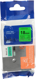 Huismerk Brother TZ-741 zwart op groen breedte 18 mm labels