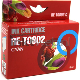 Huismerk Epson T0802 cyaan cartridge