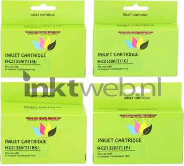 Huismerk - Inktcartridge / 711 multiPack / Zwart en Kleur - geschikt voor HP