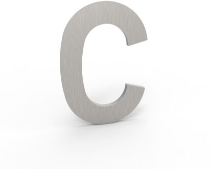 Huisnummer 100 mm. LETTER C RVS- Inox look
