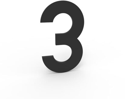 Huisnummer 100 mm. NR. 3 mat zwart