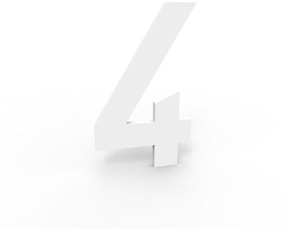 Huisnummer 100 mm. NR. 4 mat wit