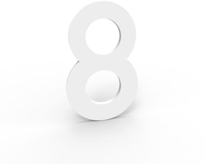 Huisnummer 100 mm. NR. 8 mat wit