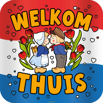 Huldeschild Welkom Thuis Cartoon Nederland Multikleur - Print