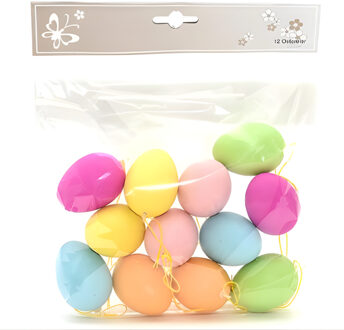 Humbert Paaseieren - 12x stuks - 5 cm - kunststof - pasen - paasversiering Multi