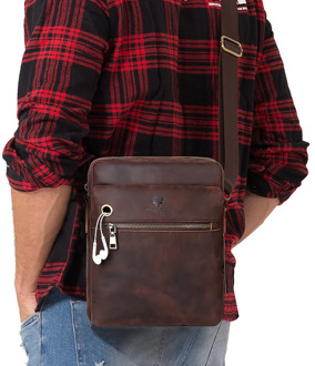 HUMERPAUL Crazy Horse Leather Men Messenger Bags Vintage Man Crossbody Bag Handbags Large Capacity Bolsas Male Shoulder Ipad Bag