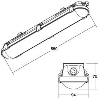 Humid One Pro LED badverlichting Dali 58cm grijs