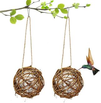 Hummingbird Nestelen Huis Vogels Hand Geweven Rotan Globe Vogel Papegaai Huis Met Katoen Eco-vriendelijke Kooi Vogel Huis Geweven