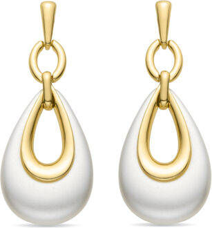 Humola oorbellen afgewerkt in 18k geel goud Wit - One Size