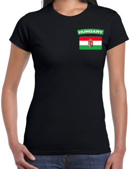 Hungary / Hongarije landen shirt met vlag zwart voor dames - borst bedrukking M