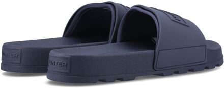 Hunter Core Embossed Slider Polyester Marineblauwe Slippers Navy - EU 47.5 / UK 12