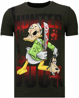 Hunter Duck - Rhinestone T-shirt - Khaki - Maten: XXL