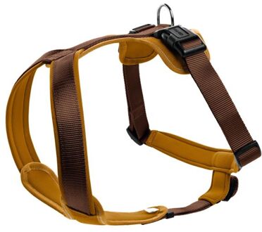 Hunter Neopren Hondentuig Nylon -  M - Bruin&Caramel - 53-65 x 2.0 cm