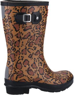 Hunter Original Korte Leopard Print Rubber Dames Rijk Tan/Zadel/Zwart Wellingtonlaarzen Bruin