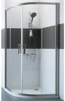 Huppe Classics 2 kwartrond met schuifdeur 80 80x200cm r550 matzilver helder glas C20618087321 zilver mat