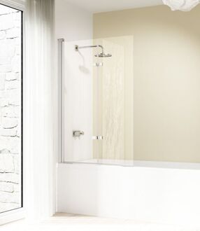 Huppe Design elegance 2-delige badklapwand rechts 100x150 cm., matzilver-helder glas