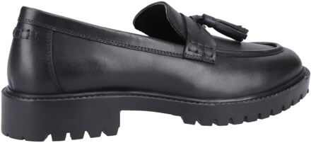 Hush Puppies Abigail Senior Meisjes Zwarte Leren Mocassins - maat