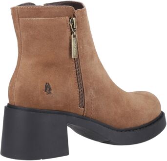 Hush Puppies Adele Suede Dames Tan Enkellaarsjes Met Hak Bruin