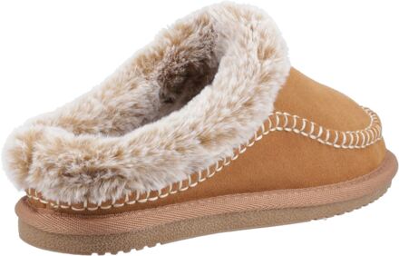 Hush Puppies Anika Suède Dames Tan Slippers Bruin