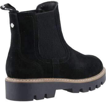 Hush Puppies Aofie Suède Dames Zwarte Flat Chelsea Boots