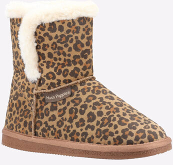 Hush Puppies Ashleigh Dames Pantoffels Met Luipaardprint Van Imitatiebont Bruin